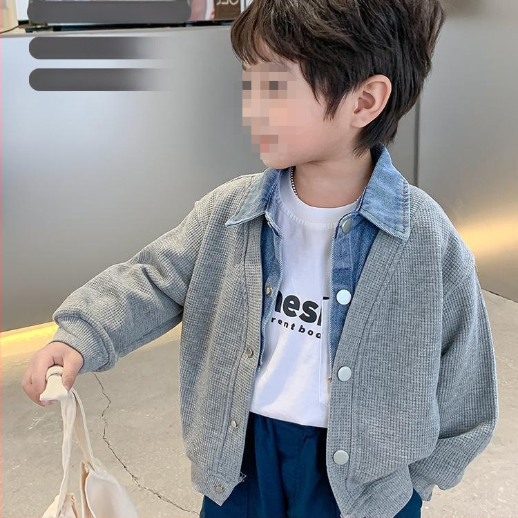 Παιδικό μπουφάν, κορεατικού στυλ, μονόχρωμο μοτίβο, πολυεστερικό ύφασμα, για αγόρια