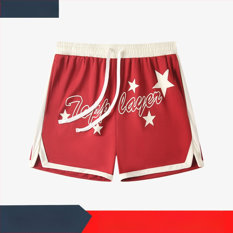 Ανδρικά αθλητικά σορτς με δίχτυ, γρήγορο στέγνωμα, διαπνοή, 100% πολυεστέρας, άνετη φαρδιά γραμμή, κατάλληλα για τρέξιμο, γυμναστήριο και μπάσκετ.