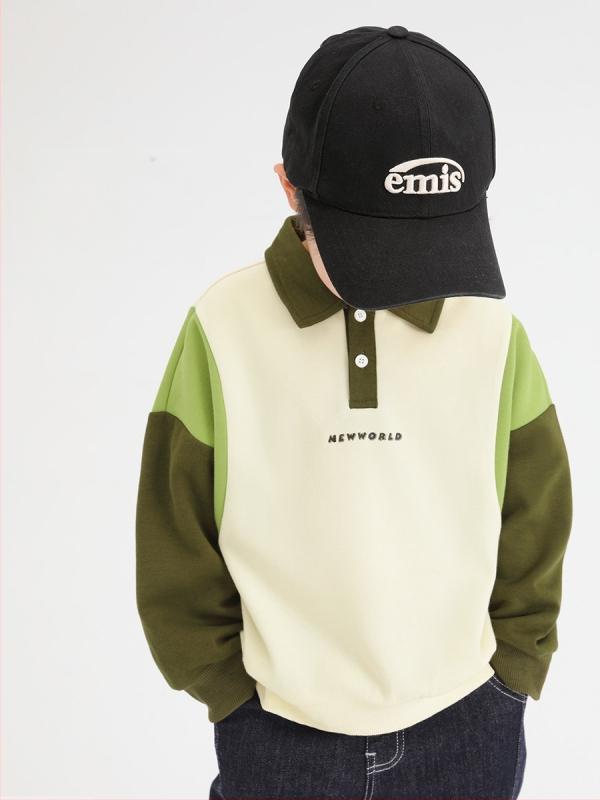 Παιδικό πόλο πουκάμισο για αγόρια από βαμβάκι, μακριά μανίκια, σχέδιο με γράμματα, για ηλικίες 3–8.