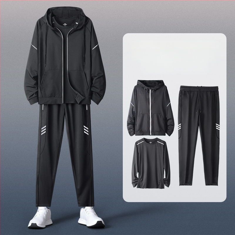 Мъжки спортен комплект с качулка и дълъг ръкав – casual полиестер