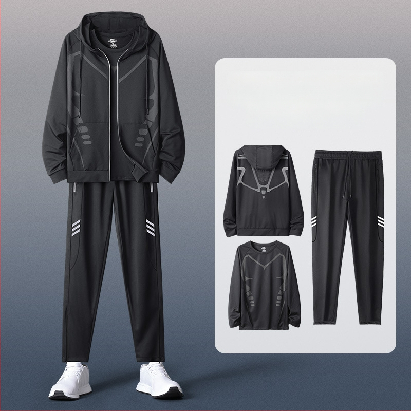 Мъжки спортен комплект с качулка и дълъг ръкав – casual полиестер