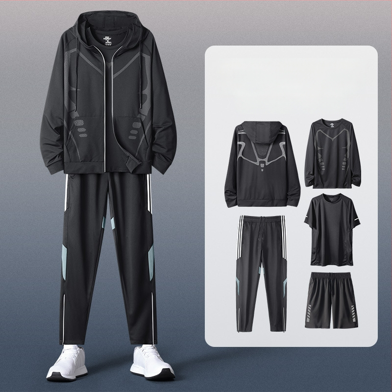 Мъжки спортен комплект с качулка и дълъг ръкав – casual полиестер