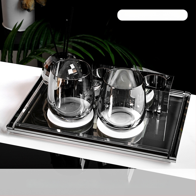 Σετ αξεσουάρ μπάνιου από κρύσταλλο γυαλί, στυλ ελαφριάς πολυτέλειας, Microonica, περιλαμβάνει θήκη οδοντόβουρτσας, δίσκο, κουτί για βαμβάκι, βάζο οδοντικής νήματος, ποτήρι για στοματικό διάλυμα