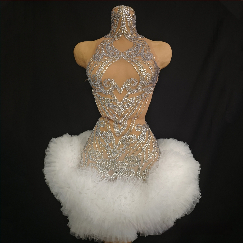 Ruha hálós anyagból Hotfix kristályokkal, spandex több mint 95%, karcsú vágás, hercegnő stílus, friss és édes, nyár 2025