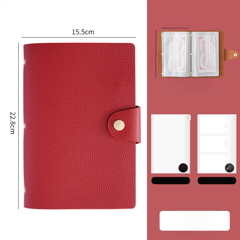 Mágneses záródású PU bőr betét- és bankjegytároló könyv