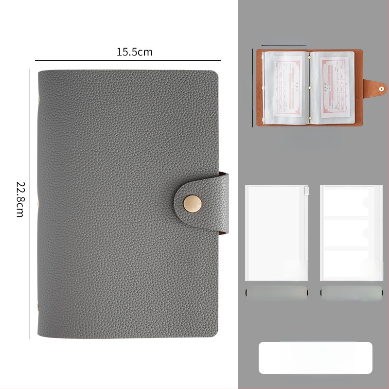 Mágneses záródású PU bőr betét- és bankjegytároló könyv