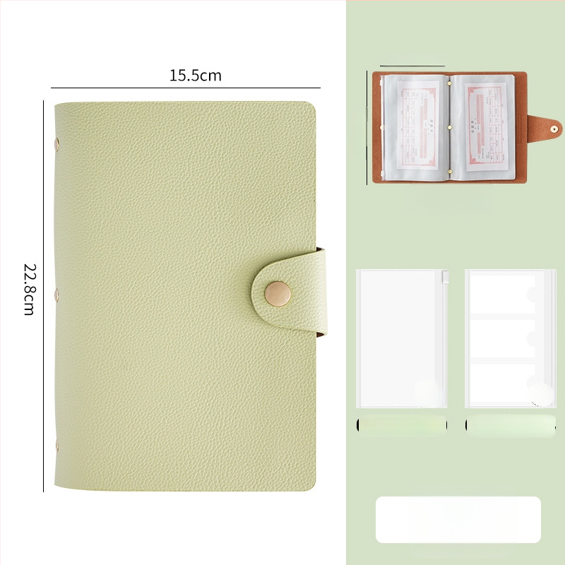 Mágneses záródású PU bőr betét- és bankjegytároló könyv