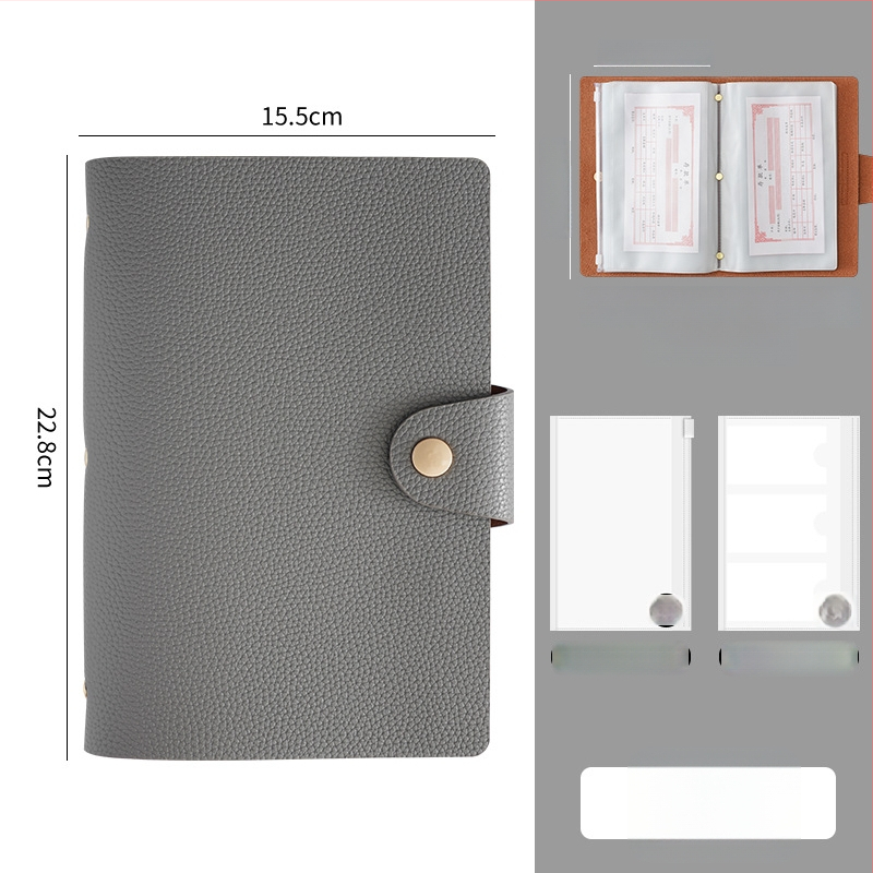 Mágneses záródású PU bőr betét- és bankjegytároló könyv