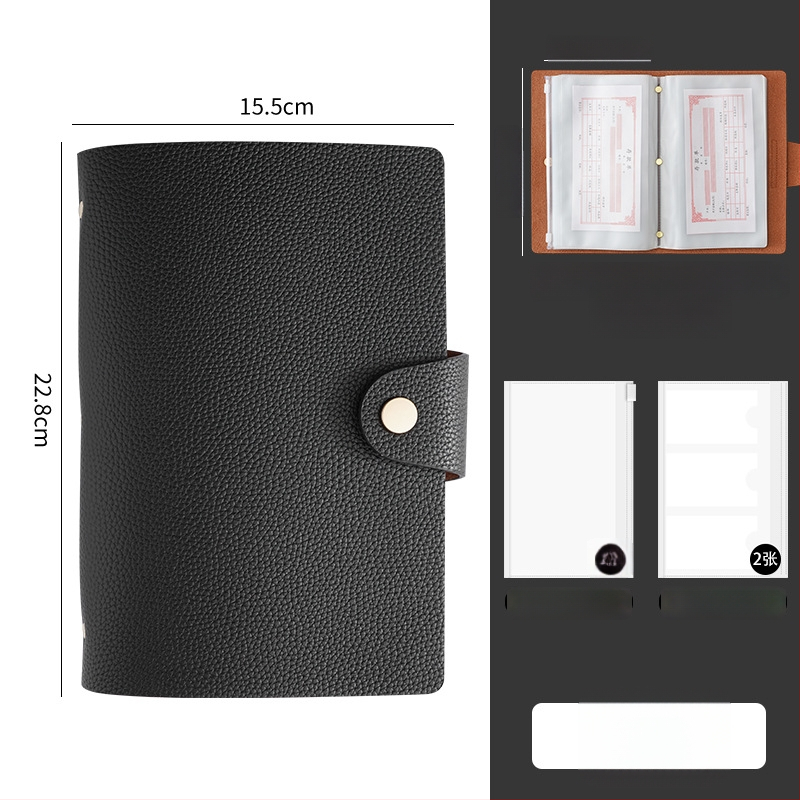 Mágneses záródású PU bőr betét- és bankjegytároló könyv