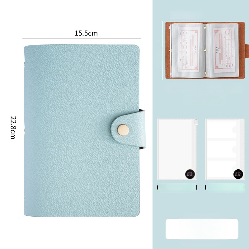 Mágneses záródású PU bőr betét- és bankjegytároló könyv