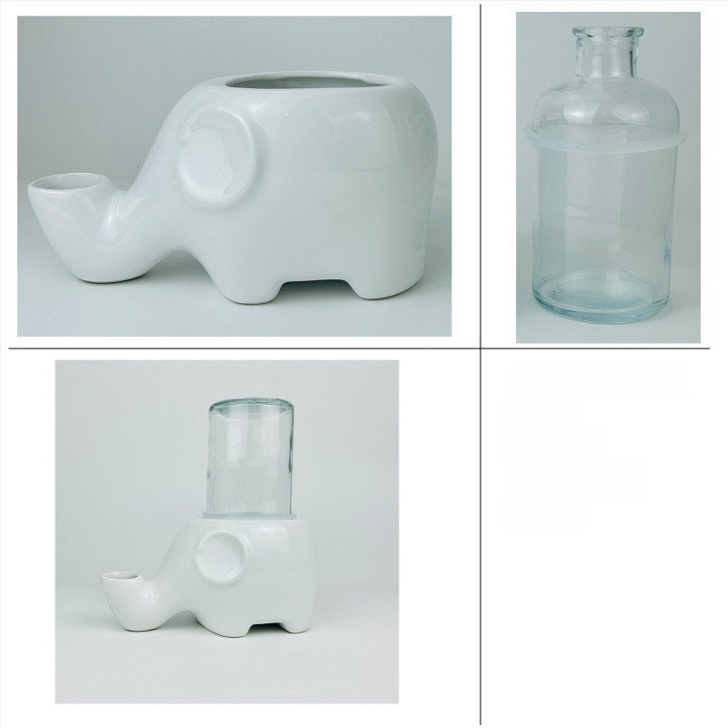 Ποτίστρα για γάτες — κεραμική, εμπνευσμένη από ελέφαντα, μη βρέχει το πηγούνι, μπολ με πρόσωπο Γκαρφίλντ και επίπεδο πρόσωπο, αποσπώμενο, μοντέλο Tf55