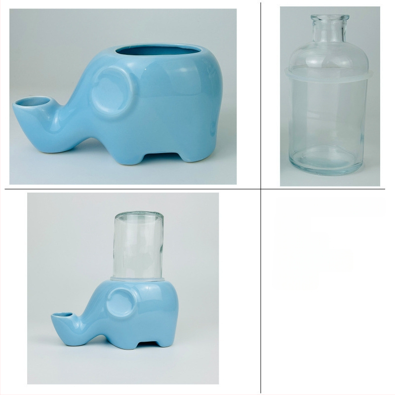 Ποτίστρα για γάτες — κεραμική, εμπνευσμένη από ελέφαντα, μη βρέχει το πηγούνι, μπολ με πρόσωπο Γκαρφίλντ και επίπεδο πρόσωπο, αποσπώμενο, μοντέλο Tf55