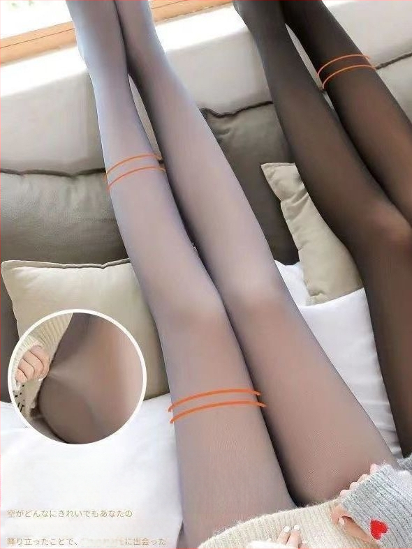 Colanți cu căptușeală groasă, efect piele, lungime cropped, călduroși