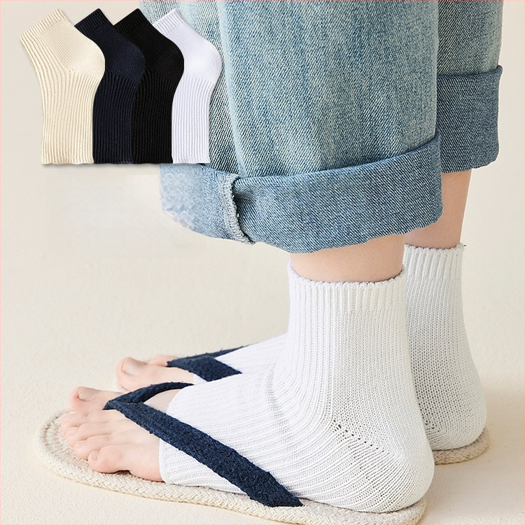 Унисекс чорапи с отворен пръст за лято, 75% памук/25% еластан, антибактериални и влагоотводящи, конструкция с двойна игла, едноцветни