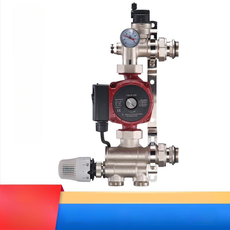 JS-HSZX02 Κεντρικό ανάμιξης για ενδοδαπέδια θέρμανση με κυκλοφορικό σύστημα, DN25/G, 1.0 MPa, Κρύο νερό 5–30°C, Ζεστό νερό 30–90°C, Σύνδεση αντλίας DN40 (1,5")