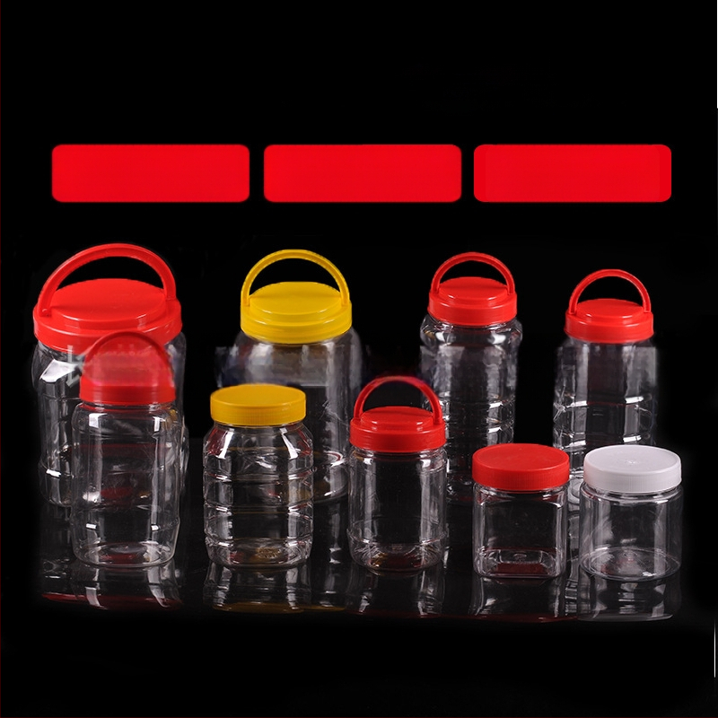 Borcan plastic gol, gură largă, PET, cu capac din plastic, pentru depozitare alimentară