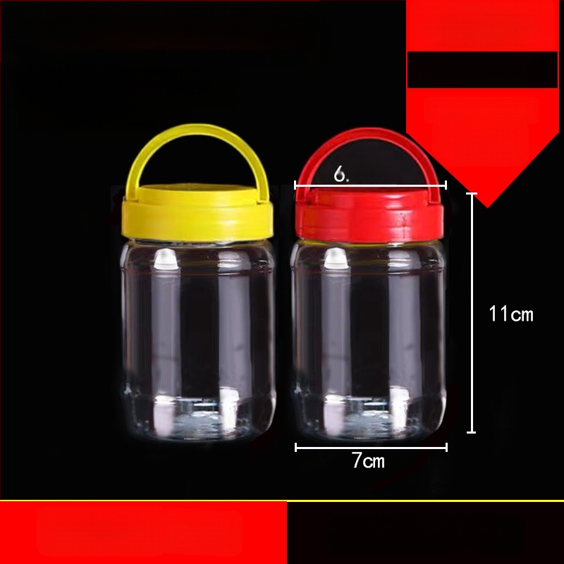 Borcan plastic gol, gură largă, PET, cu capac din plastic, pentru depozitare alimentară