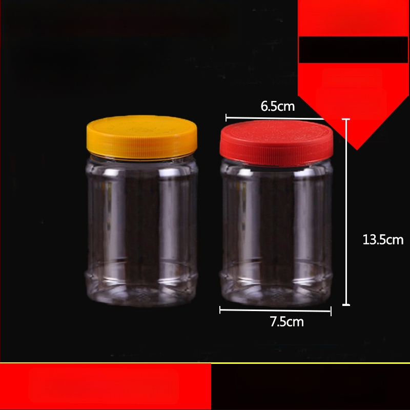 Borcan plastic gol, gură largă, PET, cu capac din plastic, pentru depozitare alimentară