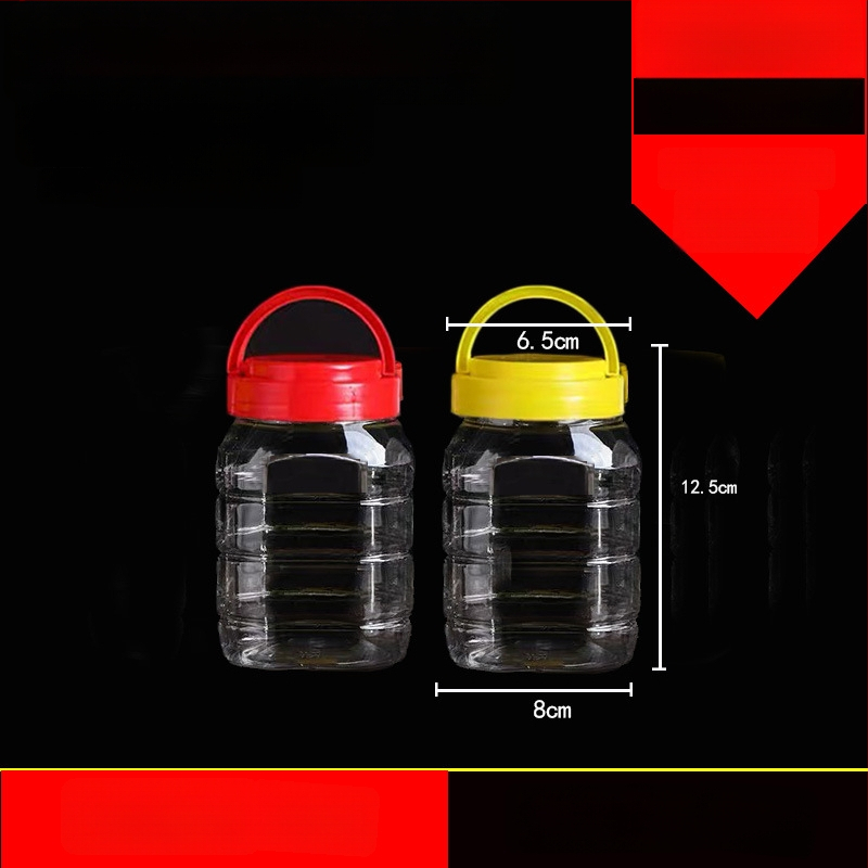 Borcan plastic gol, gură largă, PET, cu capac din plastic, pentru depozitare alimentară