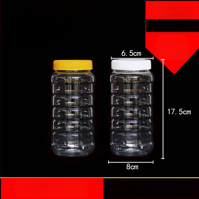 Borcan plastic gol, gură largă, PET, cu capac din plastic, pentru depozitare alimentară