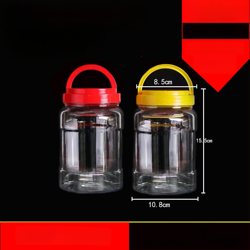 Borcan plastic gol, gură largă, PET, cu capac din plastic, pentru depozitare alimentară