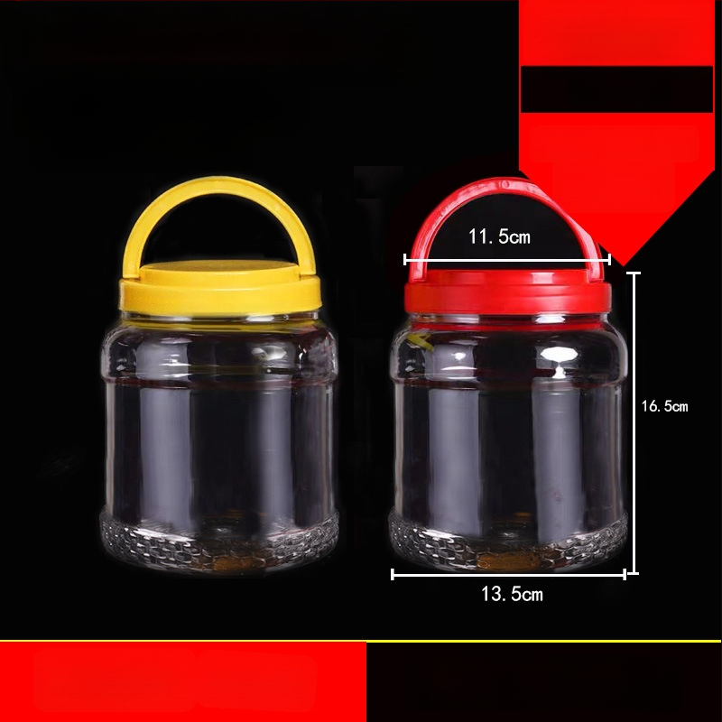 Borcan plastic gol, gură largă, PET, cu capac din plastic, pentru depozitare alimentară