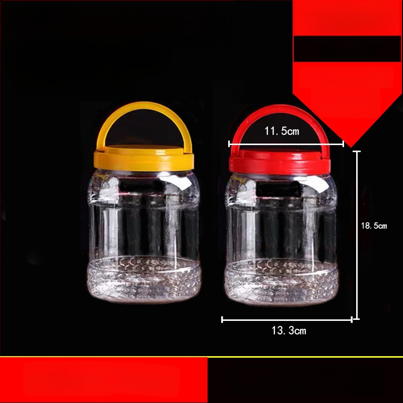 Borcan plastic gol, gură largă, PET, cu capac din plastic, pentru depozitare alimentară