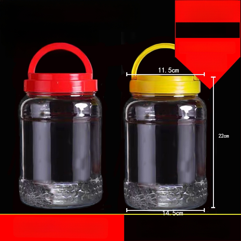 Borcan plastic gol, gură largă, PET, cu capac din plastic, pentru depozitare alimentară