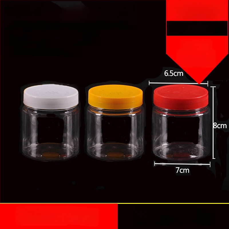 Borcan plastic gol, gură largă, PET, cu capac din plastic, pentru depozitare alimentară