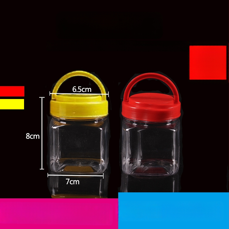 Borcan plastic gol, gură largă, PET, cu capac din plastic, pentru depozitare alimentară