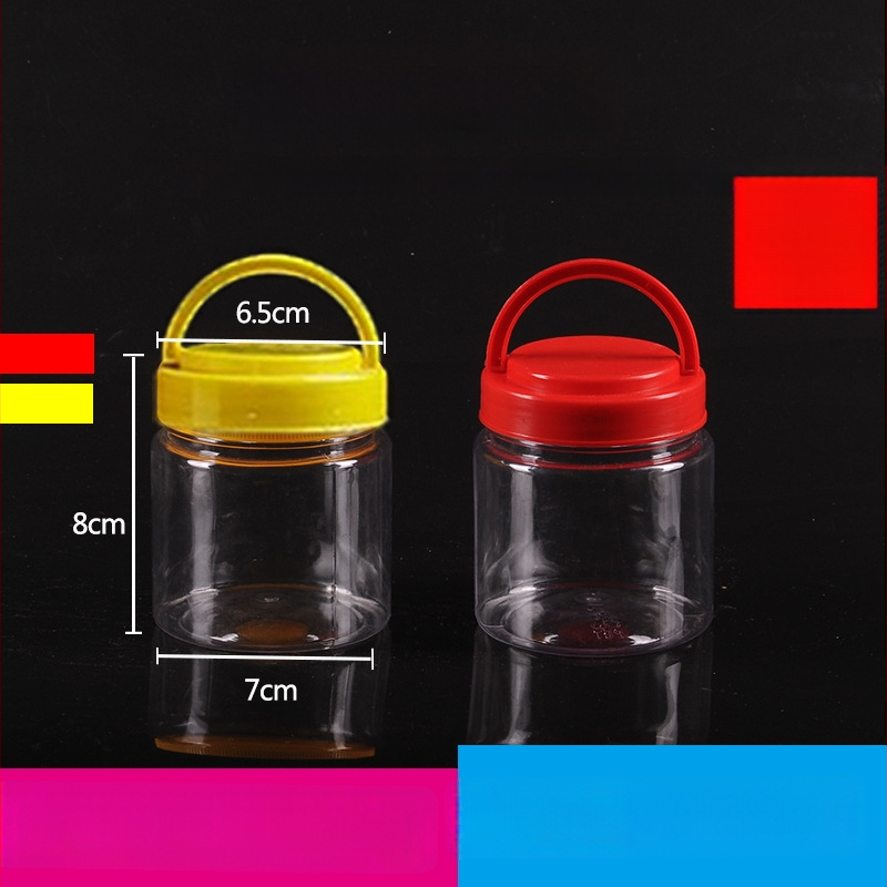 Borcan plastic gol, gură largă, PET, cu capac din plastic, pentru depozitare alimentară