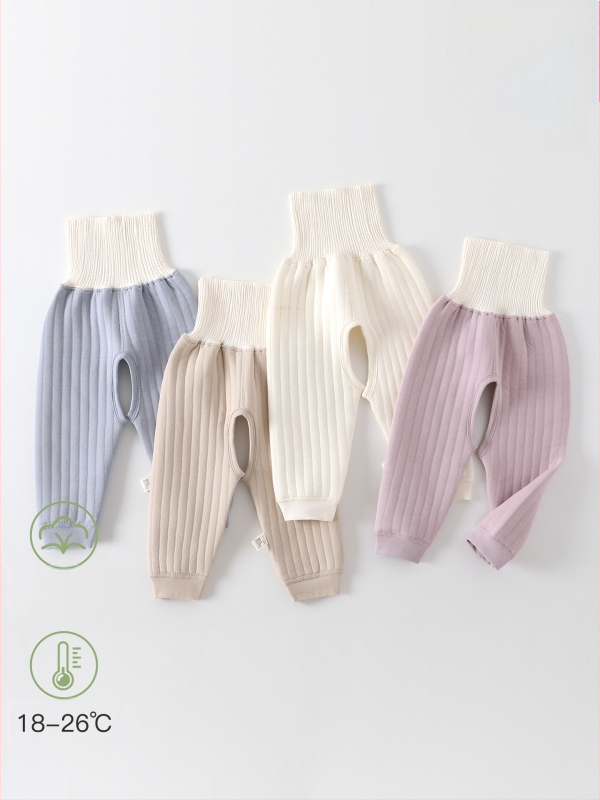 Dječje tople hlače za proleće i jesen, visok pojas, zaštita trbuha, hlače s otvorom na preponama, 100% pamuk, klasa A, debele jesenske hlače