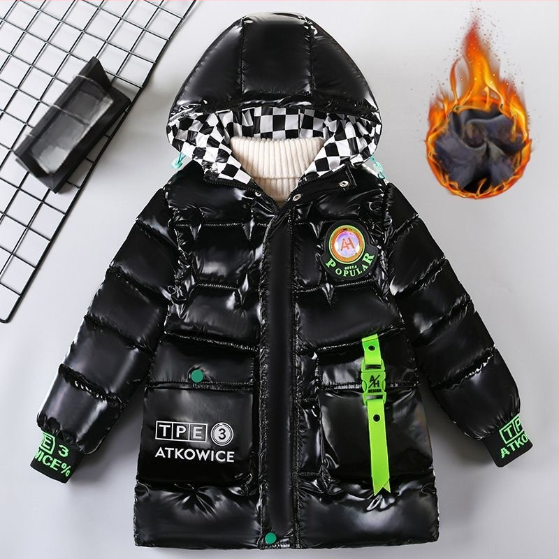 Παιδικό μπουφάν με κουκούλα, παχύτερο γέμισμα από φτερωτό βαμβάκι για τον χειμώνα, casual στυλ, κύριος υλικό: πολυεστέρας