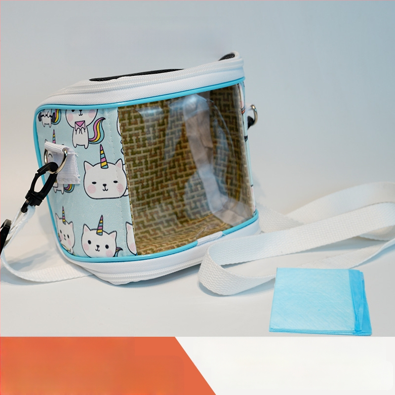 Cușcă portabilă pentru papagal cu curea – respirabilă, transparentă, tavă vizibilă și detașabilă; Material: plastic, poliester; Brand: Dong wow; Potrivit pentru păsări de companie