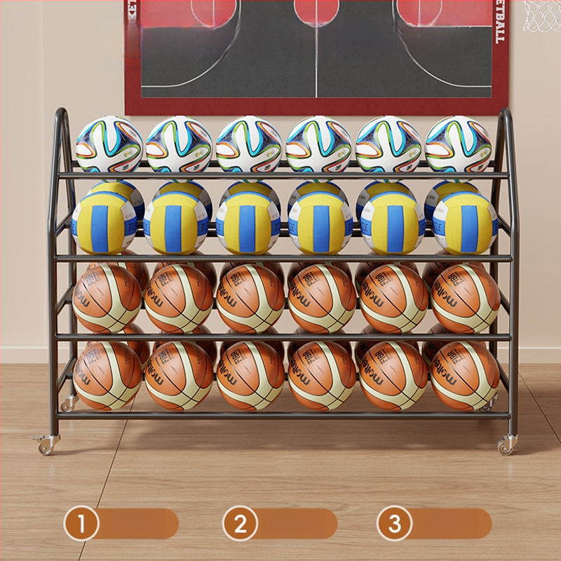 Mobil labdatároló állvány tornaterembe – szénacél keret, Evesigar/Isijia márka, kosárlabda, röplabda és futball számára