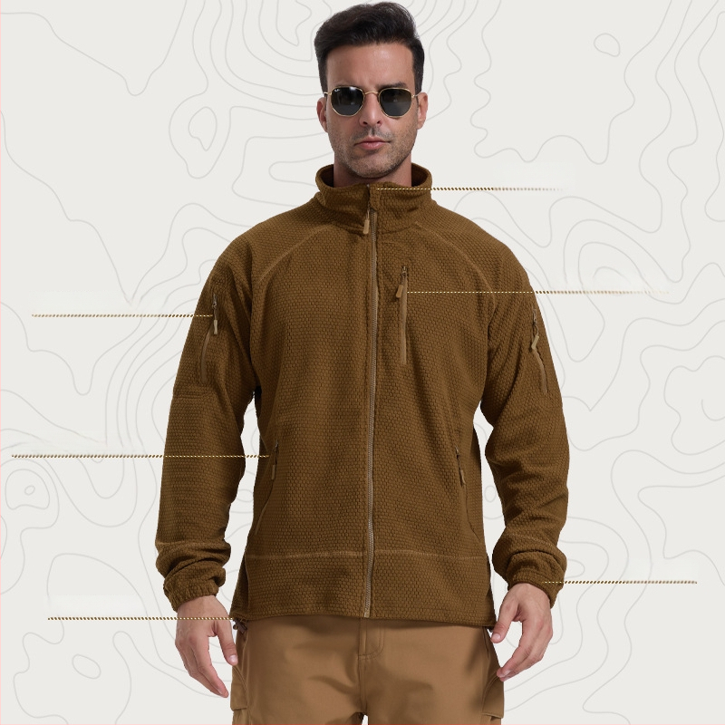 Ζακέτα φλίς με σταθερό γιακά, πολικό φλίς ύφασμα και επένδυση, unisex, διατηρεί τη ζεστασιά