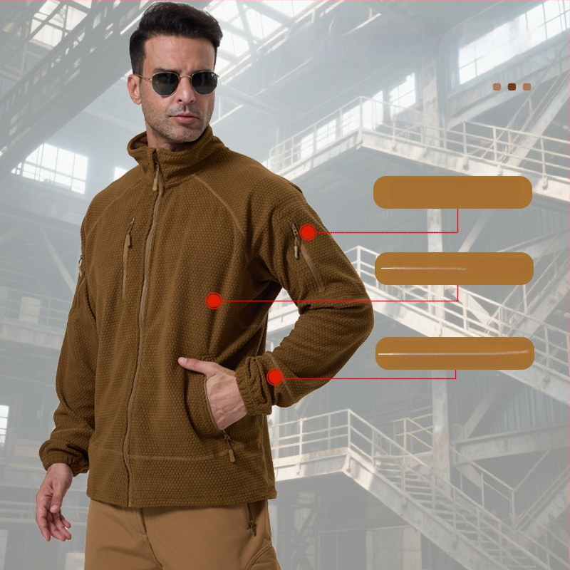 Ζακέτα φλίς με σταθερό γιακά, πολικό φλίς ύφασμα και επένδυση, unisex, διατηρεί τη ζεστασιά