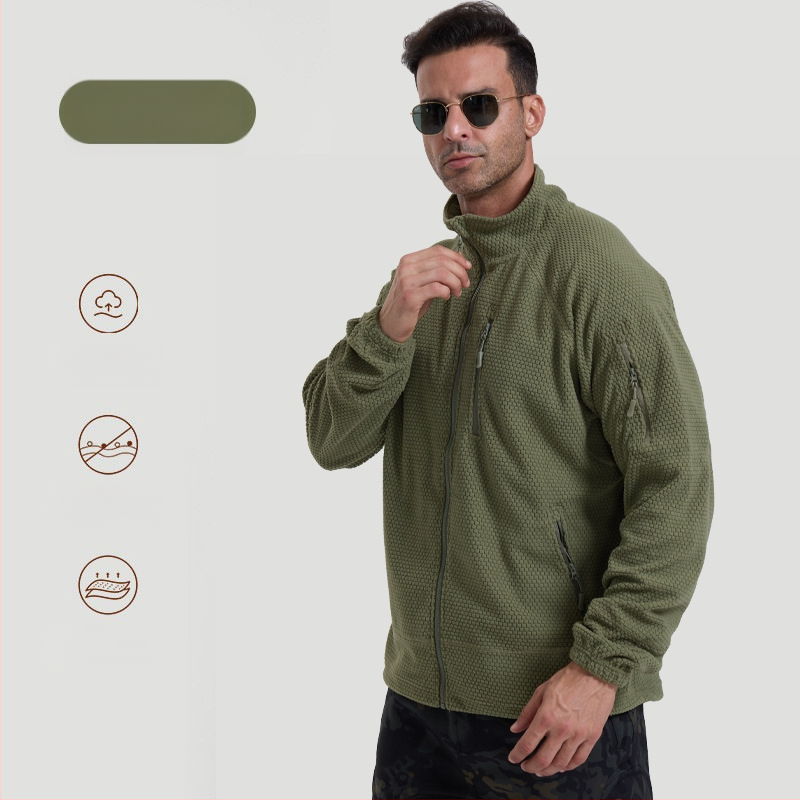 Ζακέτα φλίς με σταθερό γιακά, πολικό φλίς ύφασμα και επένδυση, unisex, διατηρεί τη ζεστασιά