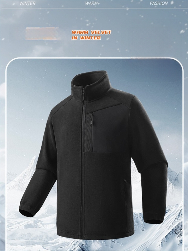 Ανδρικό φλίς μπουφάν με γραφένια επένδυση, εσωτερική φλίς επένδυση, κουκούλα και ψηλή λαιμό, θερμικό εξωτερικό μπουφάν για φθινοπωρινό-χειμερινό εξωτερικό χώρο