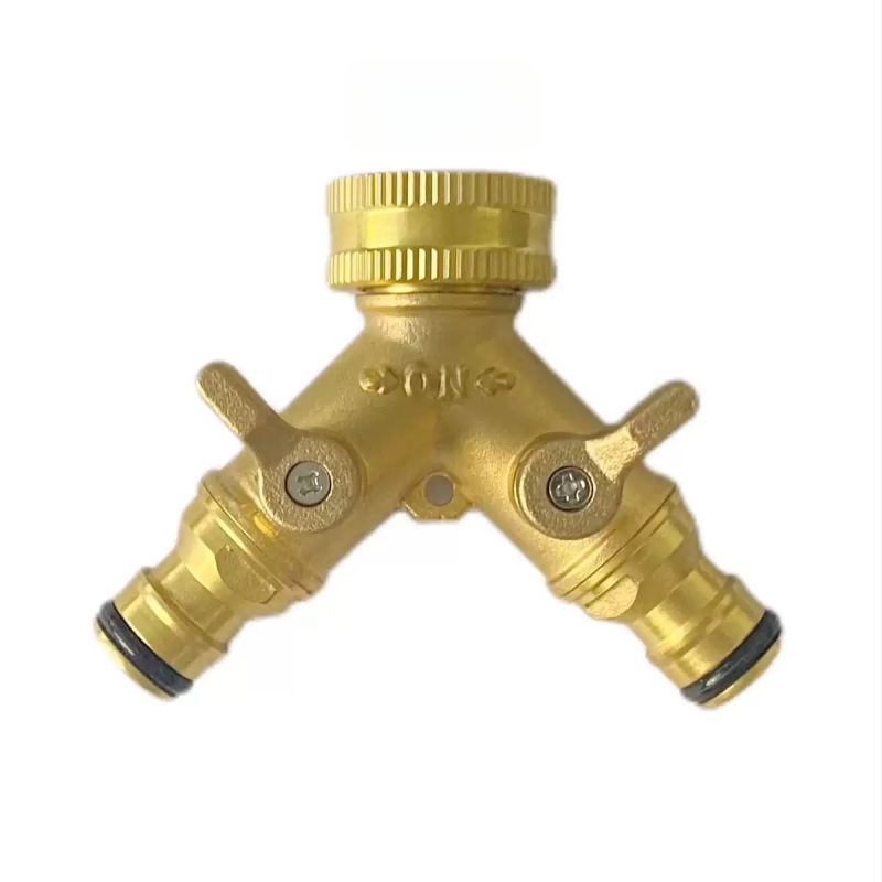 Χαλκός διανομέας ποτίσματος κήπου — διπλής ροής διανομέας νερού, βαλβίδα σφαίρας και Υ-τύπου σύνδεσμος