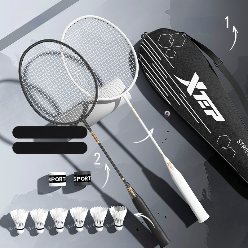 Ρακέτα Μπάντμιντον από ανθρακονήματα, ελαφριά, ενιαίου σχεδιασμού, ευθύς άξονας, 95–100 g, μεσαία σκληρότητα, κατάλληλη για αρχάριους