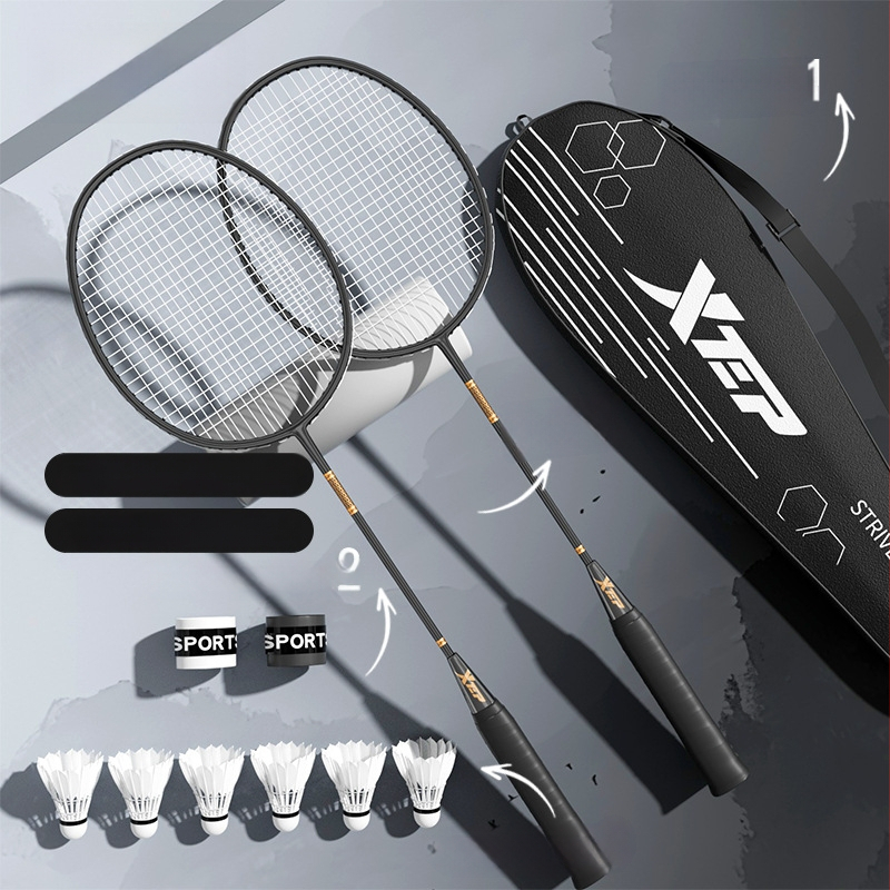 Ρακέτα Μπάντμιντον από ανθρακονήματα, ελαφριά, ενιαίου σχεδιασμού, ευθύς άξονας, 95–100 g, μεσαία σκληρότητα, κατάλληλη για αρχάριους