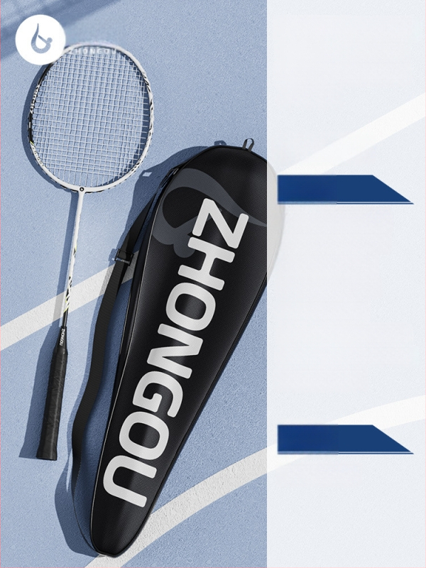 Ρακέτα μπότντον με πλαίσιο από αλουμίνιο-άνθρακα, βάρος 85–89 g, λαβή G3, ίσια ράβδος, ίνες από μετάξι