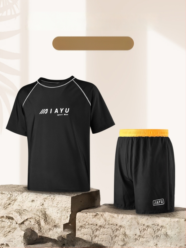 Șort de înot pentru bărbați – dublu strat, uscare rapidă, imprimeu, exterior poliester (86% fibre acrilice), căptușeală poliester (80% fibre acrilice)