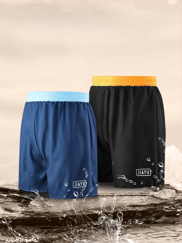 Șort de înot pentru bărbați – dublu strat, uscare rapidă, imprimeu, exterior poliester (86% fibre acrilice), căptușeală poliester (80% fibre acrilice)