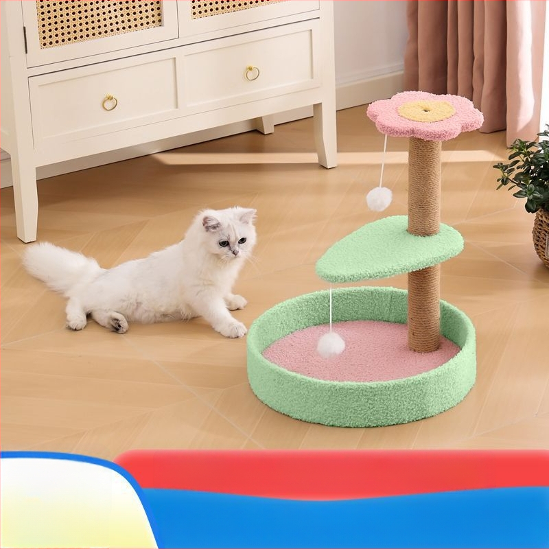 Πύργος ανάβασης γάτας με ενσωματωμένο στύλο γρατζουνίσματος από σχοινί κάνναβης, αγροτικό στυλ, υλικό: Άλλο, τοπικό προϊόν