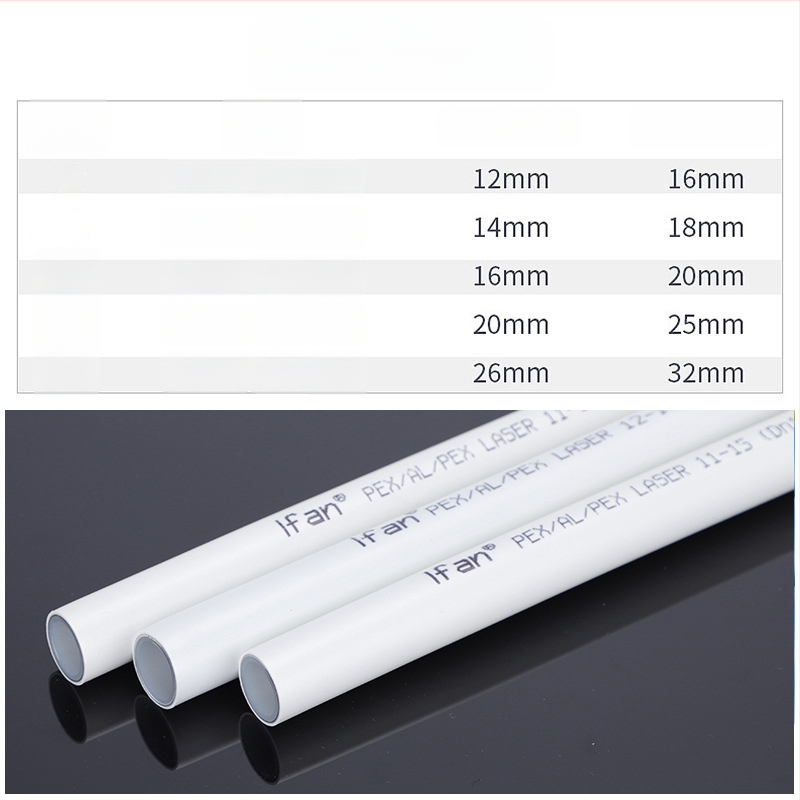 PEX-AL-PEX alumínium-plasztik cső háztartási telepítéshez és padlófűtéshez — 90°C működési hőmérséklet — IFAN