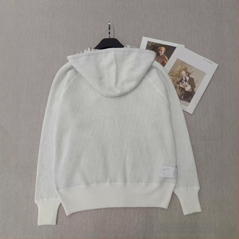 Кардиган с качулка и цип, двустранно принтиран ромбовиден модел