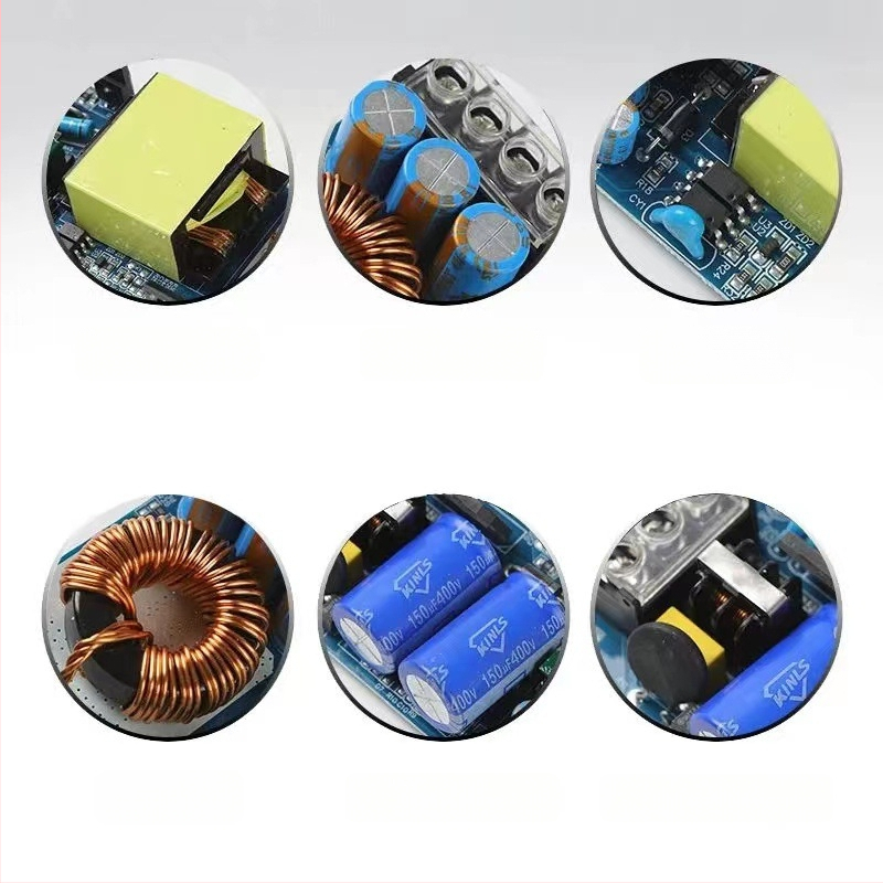 LED импулсно захранване с постоянен волтаж, вход 220 V AC, изход 12–24 V DC, до 16.6 A, 400 W, защита: претоварване, късо съединение, прекомерно напрежение, прегряване, прекомерен ток