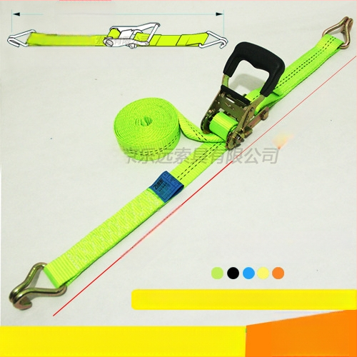 Kétoldalas kampós teherköteg feszítő – Modell LVTDR-HH; Anyag: nagy szilárdságú poliészter; Alkalmazás: rakomány kötése és megerősítése